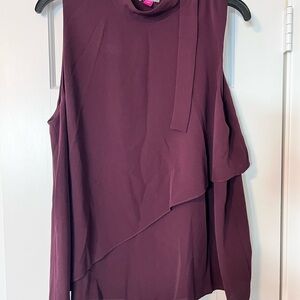 Vince Camuto Plum Sleeveless Mock Neck Layered Tank